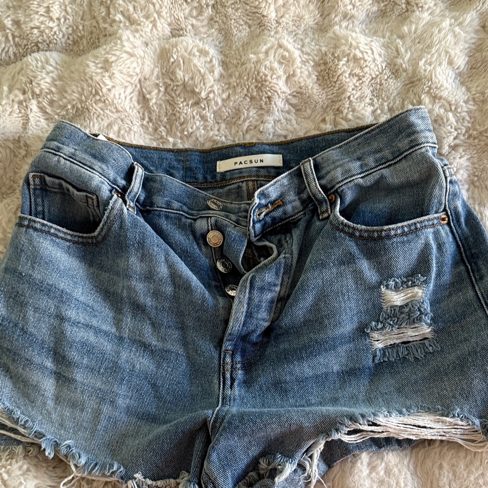 PacSun Blue Ripped Denim Shorts
